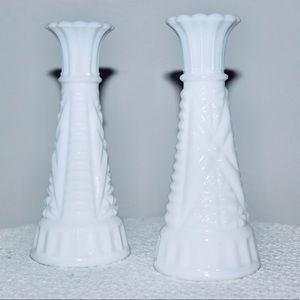 Vintage milk glass vases